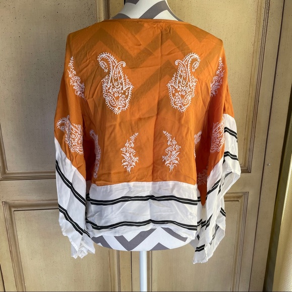 Anthro Floreat Rust Orange Embroidered Top Size S - Picture 2 of 3